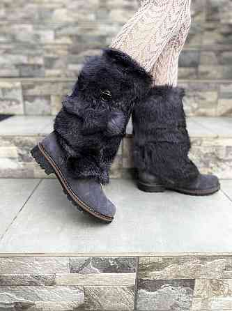 TopS Унти жіночі TopS сірі натуральна замша хутро (висота 26см обхват 32-33см стелька 24.5-26см Коломыя