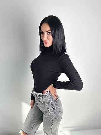 Жіночий теплий гольф в рубчик "Cool" оптом | Батал Чорний, 50-52 Київ