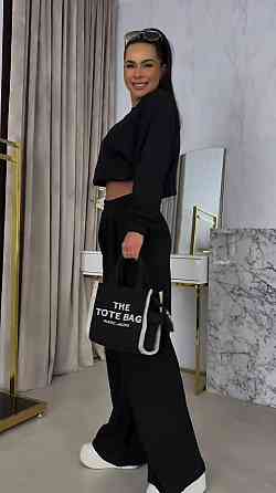 Женский прогулочный костюм двойка: кофта и штаны петля Черный, 48/50 Одесса