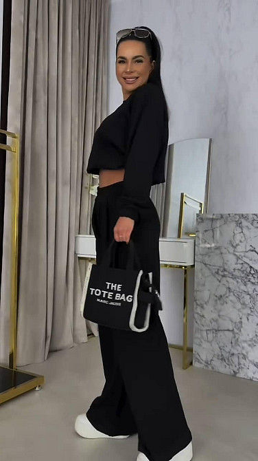 Женский прогулочный костюм двойка: кофта и штаны петля Черный, 48/50 Одесса - изображение 5