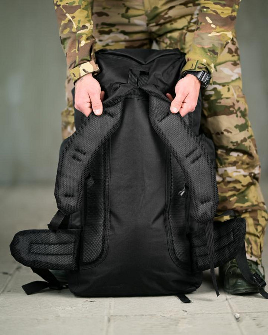 Рюкзак тактический 70 л Водонепроницаемый  черный ПП8252 Одесса - изображение 5