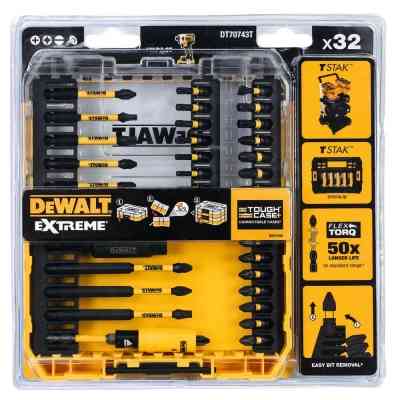 Набор бит DeWALT EXTREME FLEXTORQ, Phillips,Pozidriv,Torx, Slotted,Pz3, T25, 32 шт, кейс (DT70743T) Винница