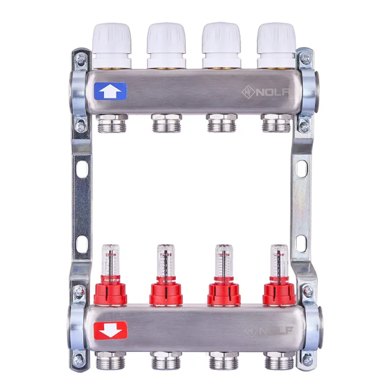 Колекторний блок з витратомірами Nolf NF.2100-04S 1"x4 (корпус нержавіюча сталь) (NF3018) Київ