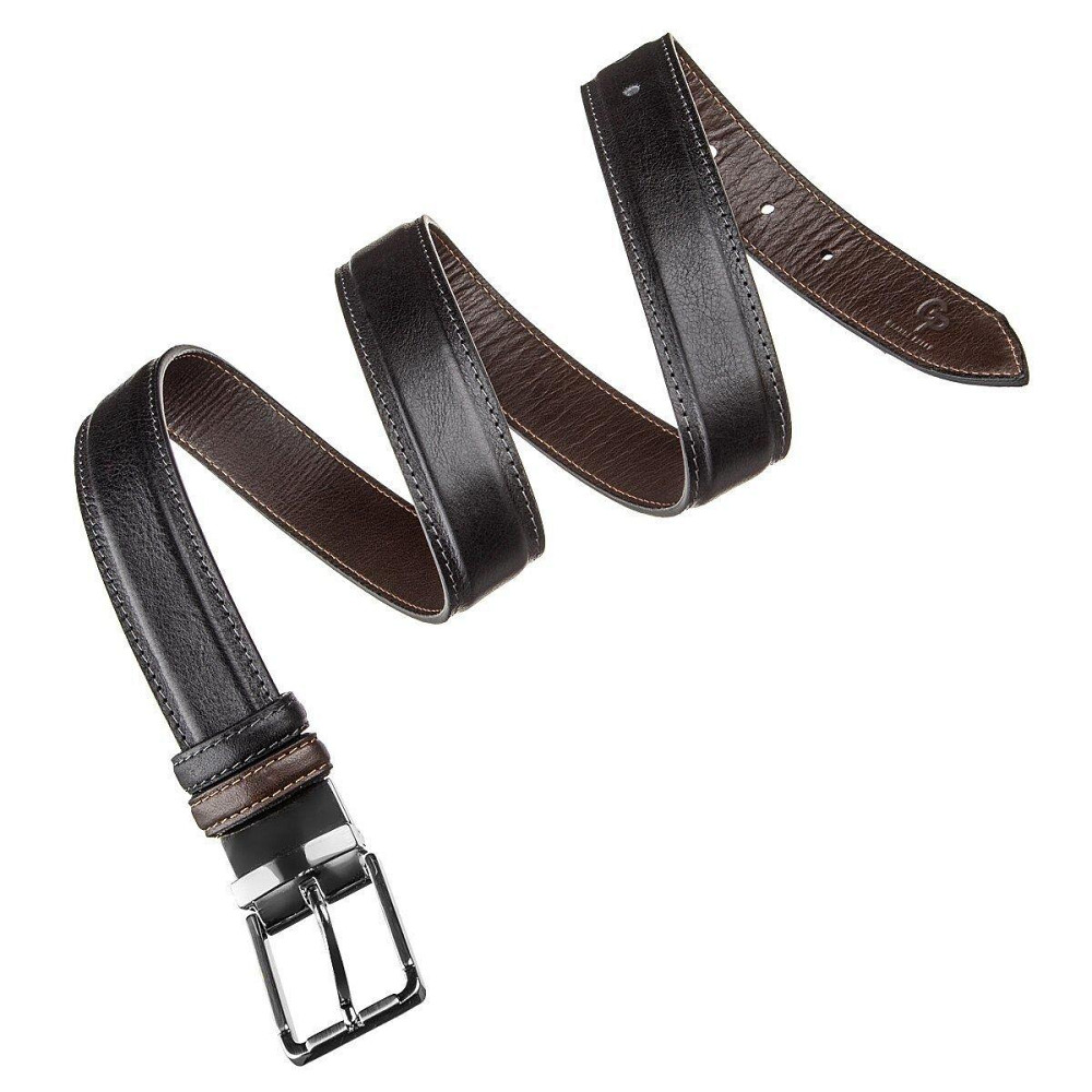 Ремінь брючний двосторонній чоловічий Коричневий і Чорний (GRANDE PELLE) Київ - фото 4