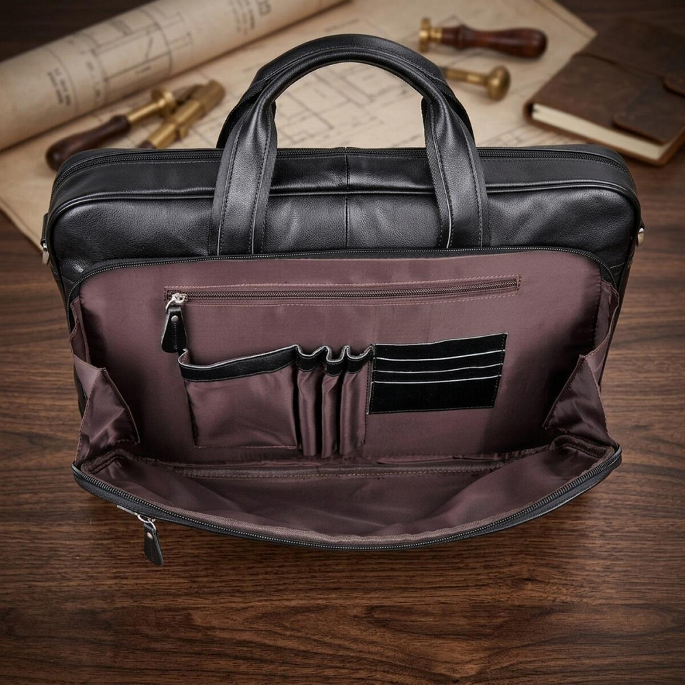Сумка мужская Vintage 14398 для ноутбука 17 дюймов Черная Киев - изображение 14