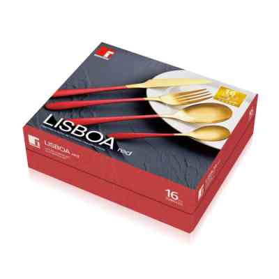 Набір столових приборів Bergner Lisboa red 16 предметів (BG-45148-RD) Вінниця