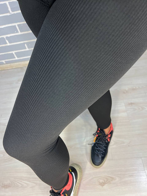 Лосини жіночі Prenses 706 рубчик широкий пояс утеплені фліс чорні, чорний, 2XL Київ - фото 7