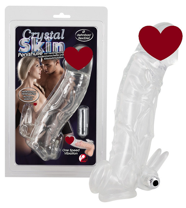 Насадка на член - Chrystal Skin Penis Sleeve Vibro Sex Aura Київ - фото 1