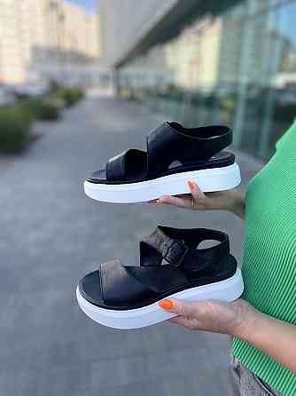 teona Шкіряні босоніжки жіночі чорні на білій платформі TEONA 123/1 літні р. 36-40 / Сандалі на Коломия