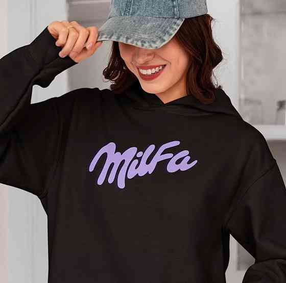 Чорне худі Milfa з лавандовим принтом Чернівці