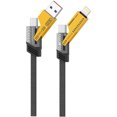 Дата кабель USB-C + USB A to USB-C + Lightning XO (NB283-CAI.gray) Винница - изображение 1