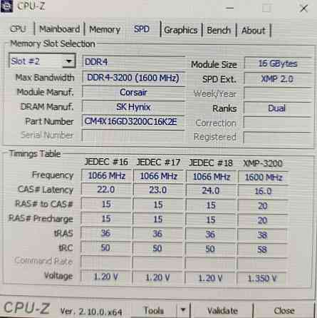 Оперативна пам'ять Corsair DDR4 3200Mhz 16Gb 2шт. Харків
