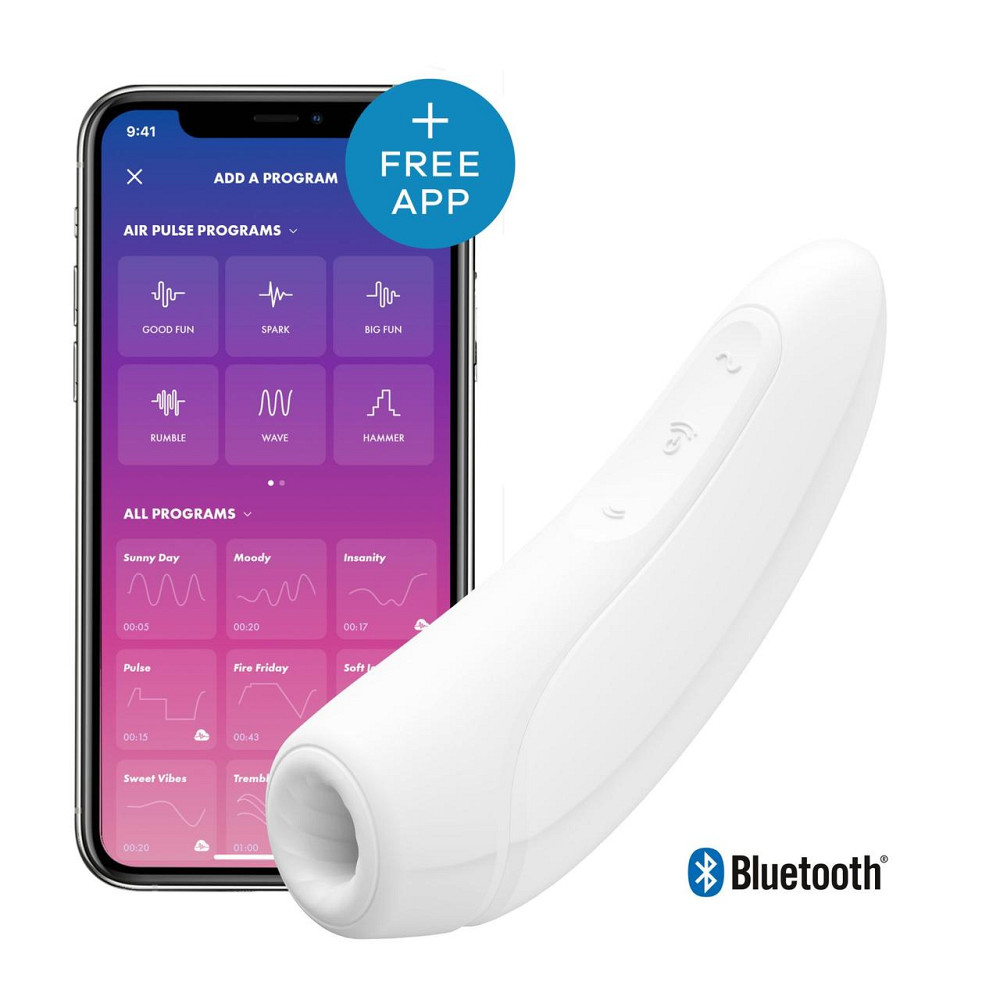 Вакуумний кліторальний стимулятор Satisfyer Curvy 1+ White з керуванням через інтернет Sex Aura Київ - фото 1
