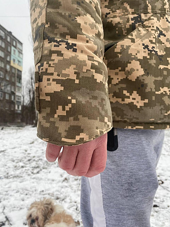 Зимовий військовий бушлат піксель ЗСУ на флісі тепла військова куртка зимова 52-54 Днепр - изображение 8