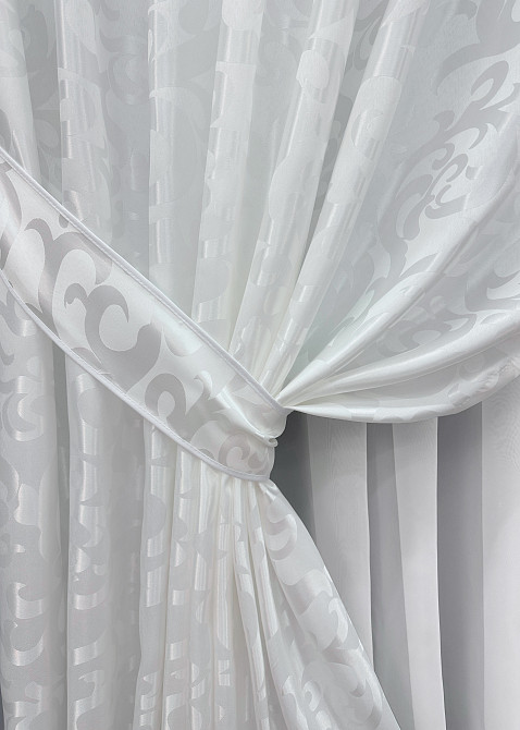 Комплект готових штор VR-Textil Жакард Вензель № 418ш Білий 200х270 см 2 шт (32-286) Киев - изображение 13
