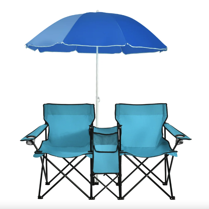 Комплект розкладних стільців Costway Parma з парасолькою бірюзовий Киев - изображение 1