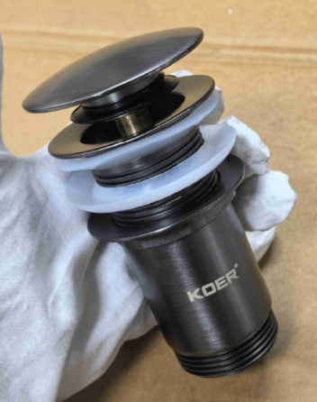 Донний клапан для раковини Koer PW-07-07 1 1/4" з переливом автоматичний CLICK-CLACK (Колір графіт) (KR6483) ( 12090 ) Харків