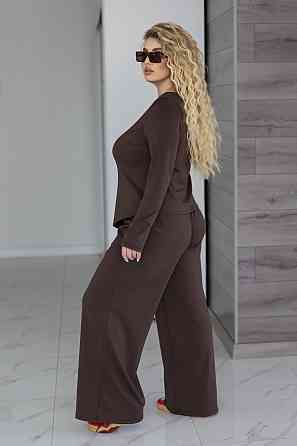 Жіночий костюм з асиметричним лонгслівом "Travel" |  Норма та батал Шоколадний, 54-56 Київ