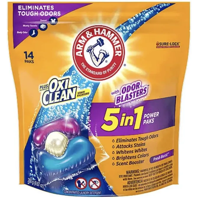 Капсулы для стирки Arm & Hammer Plus Oxiclean with Odor Blasters, 5-in-1 Power Paks 14 капсул Львов - изображение 1