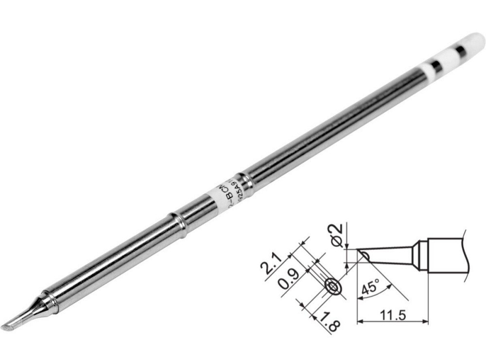 Наконечник для точкової пайки з вклад грілкою YATO заг. l= 150мм, наконеч 11,5х2,1х2 мм тип T12-BCМ2 Одеса - фото 1