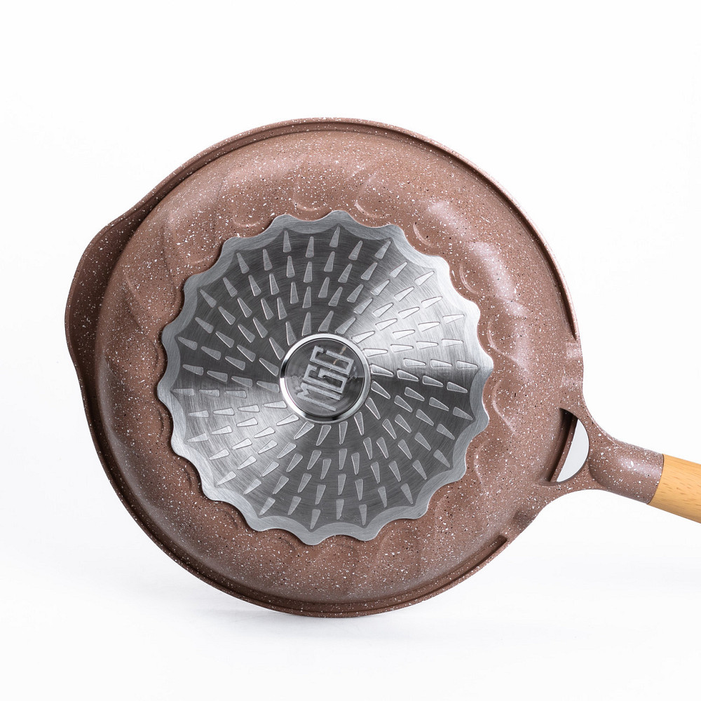 Алюмінієва сковорода 2,8 л з мармуровим антипригарним покриттям Ø 28 см кавова MGC HP-4-425CO Київ - фото 3