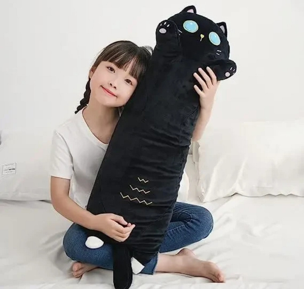 Детская игрушка Кот Батон Темная Ночь 80см, забавная мягкая подушка-объятия, Черный Киев - изображение 1