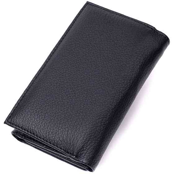 Удобный женский кошелек в три сложения из натуральной кожи ST Leather 19468 Черный Киев
