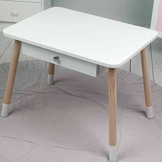 Дитячий столик з висувним ящиком 46х60х45, стіл трюмо в дитячу кімнату, білий Київ