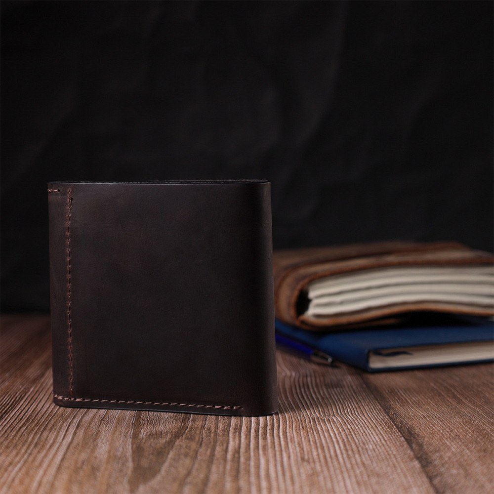 Кошелек для мужчин из матовой натуральной кожи GRANDE PELLE 16810 Коричневый Киев - изображение 2