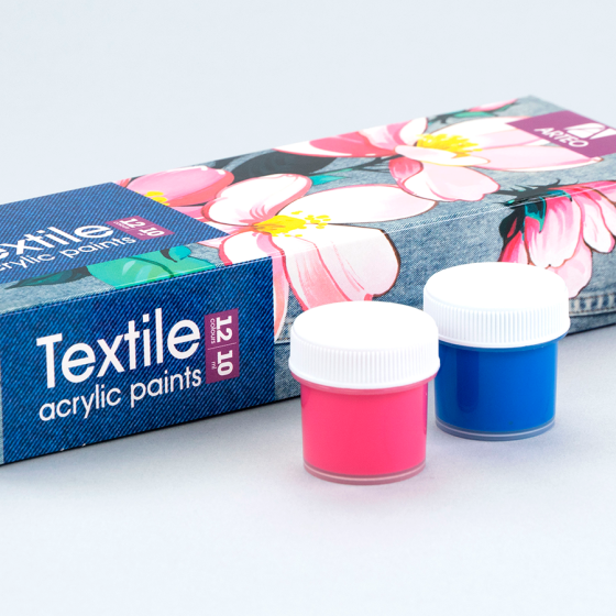 Набір акрилових фарб для розпису тканин Flowers 12×10мл Arteo Київ
