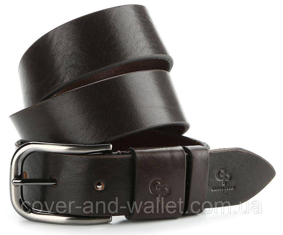 Елітний чоловічий шкіряний ремінь коричневого кольору Grande Pelle Київ - фото 6