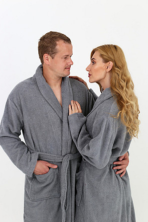 Мужской махровый халат Ideal Textile серый L (56860517) Черновцы - изображение 7