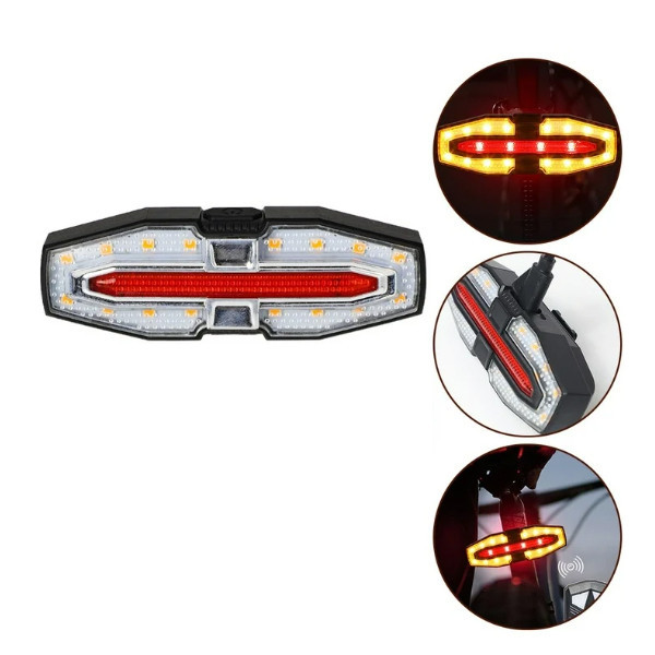 Велоліхтар Waterproof LY-5510 Red+Yellow Type-C Li-Ion із зазначенням поворотів Бровари - фото 1