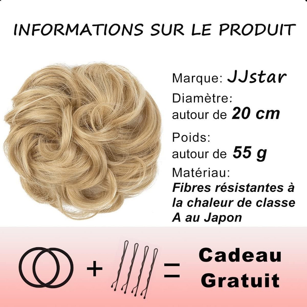 Гумка пучок JJstar Hair Bun Light Blonde Honey великий накладний шиньйон хвилястий штучні волосся для об'єму Київ - фото 2