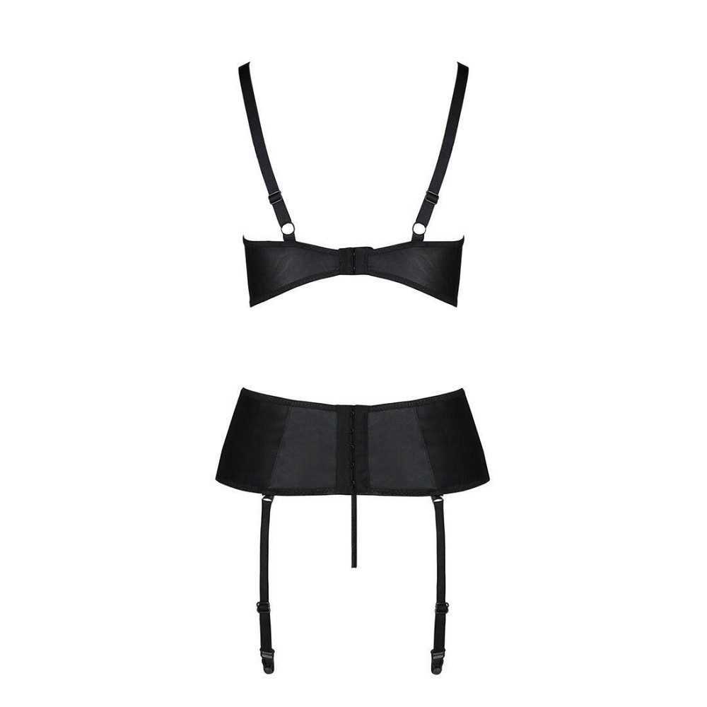 Корсет з відкритими грудьми Passion JANNIES CORSET S/M black, стрінги в наборі Sex Aura Київ - фото 4