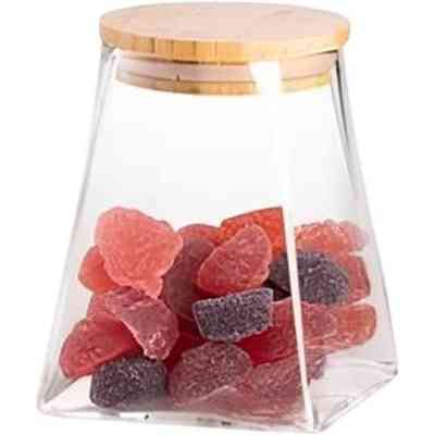 Емкость для сыпучих продуктов Ardesto Midori 510мл, скло, бамбук, конусна, прозорий (AR1351BBC) Винница