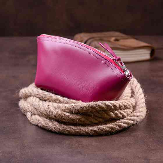 Жіноча косметичка зі шкіри Amelin GRANDE PELLE 11301 Фуксія Київ