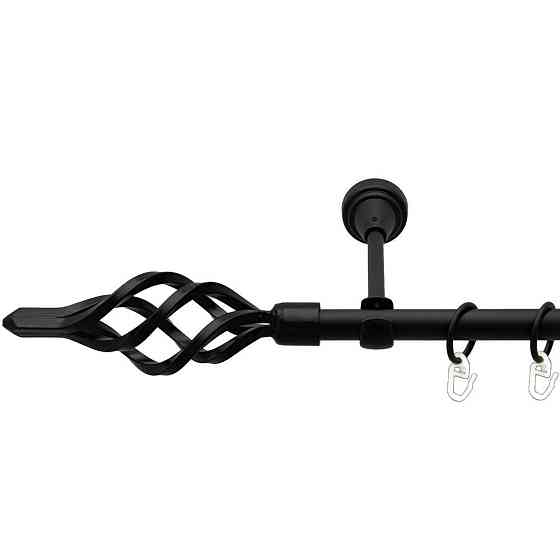 Карниз Orvit Ажур Мала металевий однорядний відкритий гладка труба кільце металеве Чорний Оксамит 16 мм 160 см (00-00016192) Львів