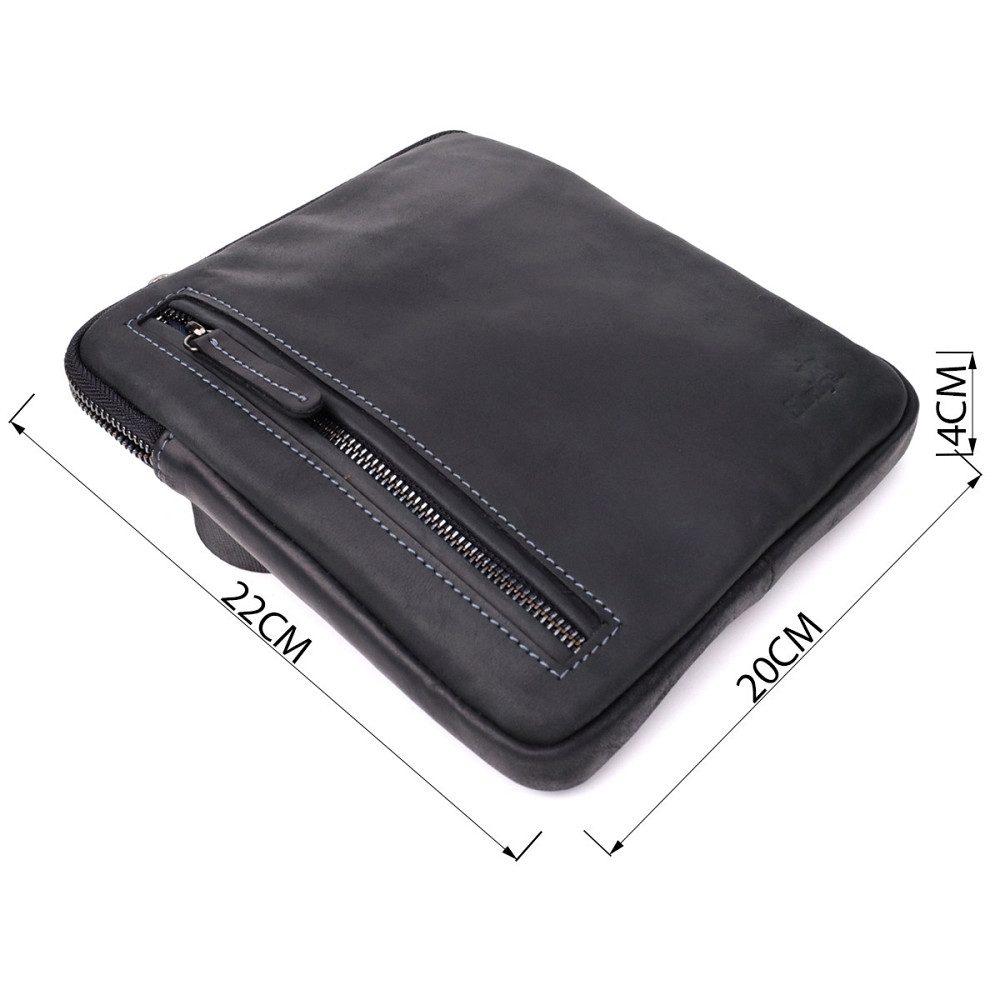 Удобная сумка для мужчин на плечо из натуральной винтажной кожи Shvigel 23147 Черный Киев - изображение 3