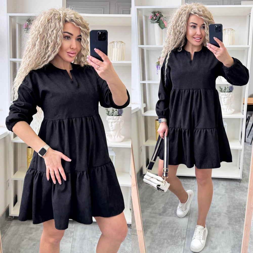 Женское базовое повседневное платье микро вельвет Одесса - изображение 1