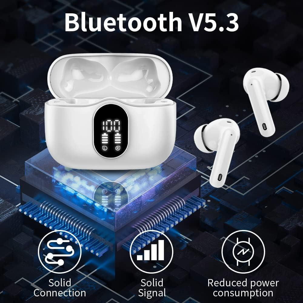 Беспроводные наушники Btootos A90 Pro Bluetooth 5.3 TWS | ENC, HD-микрофон, LED-дисплей, IP7, 36 часов, белые Киев - изображение 5