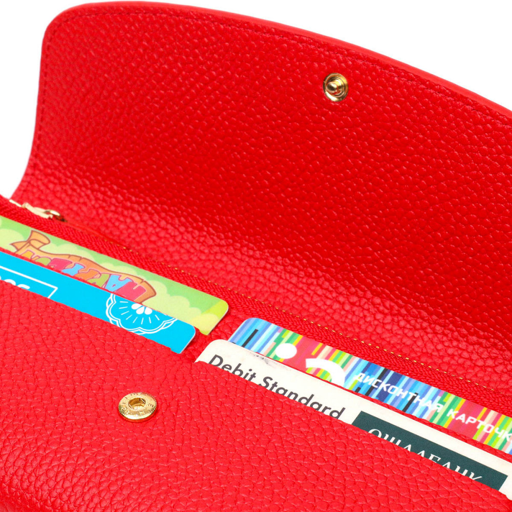 Яскравий жіночий гаманець з монетницею на блискавці з натуральної шкіри Tony Bellucci 21969 Червоний Київ - фото 3