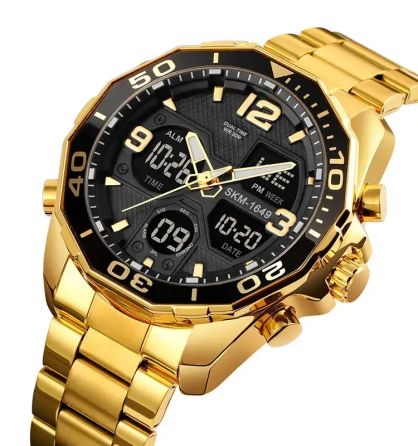 Чоловічий наручний годинник Skmei 1649 (Золотистий) Вінниця