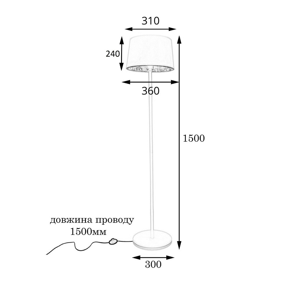 Торшер підлоговий MSK Electric Palermo з чорним плафоном із тканини під лампу Е27 срібло NL 3621 SL+BK Одеса - фото 8