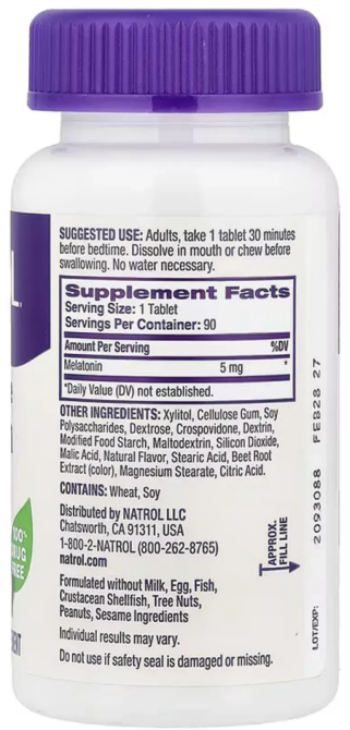Мелатонін швидкого вивільнення 5 мг Natrol Melatonin 90 таб зі смаком полуниці Київ - фото 2