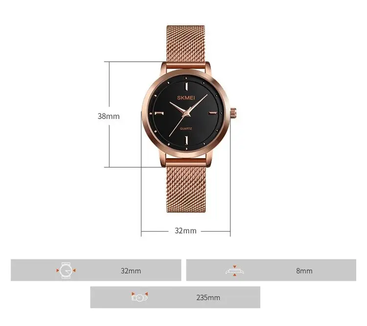 Жіночий наручний годинник Skmei 1528 (Рожеве золото) Вінниця - фото 10