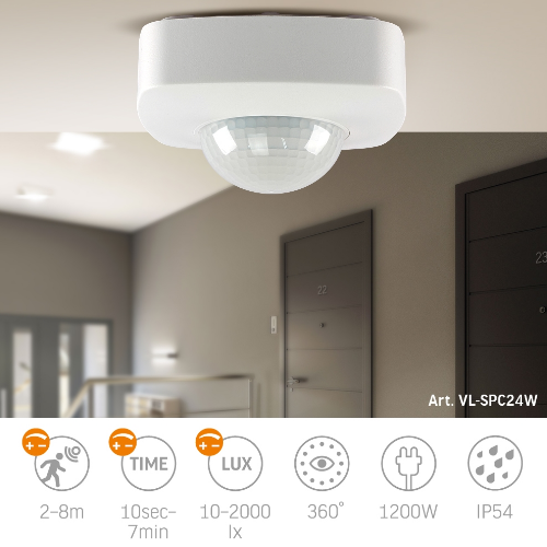 Датчик руху та освітленності 1200W 220V інфрачервоний VL-SPC24W Videx Житомир