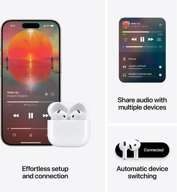 Bluetooth-гарнітура Apple AirPods 4 with Active Noise Cancellation White (MXP93ZE/A) ( 25401 ) Харьков - изображение 8