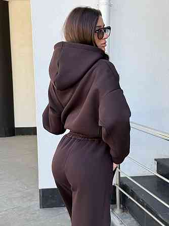 Базовий жіночий костюм з об’ємним худі Коричневий 48/52 Харків