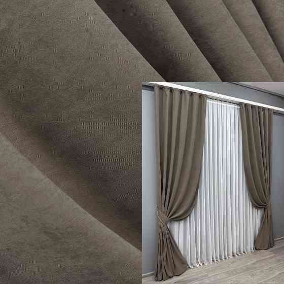 Комплект готових штор VR-Textil Мікровелюр Petek YL № 1707ш Какао 150х295 см 2 шт (33-0606) Київ